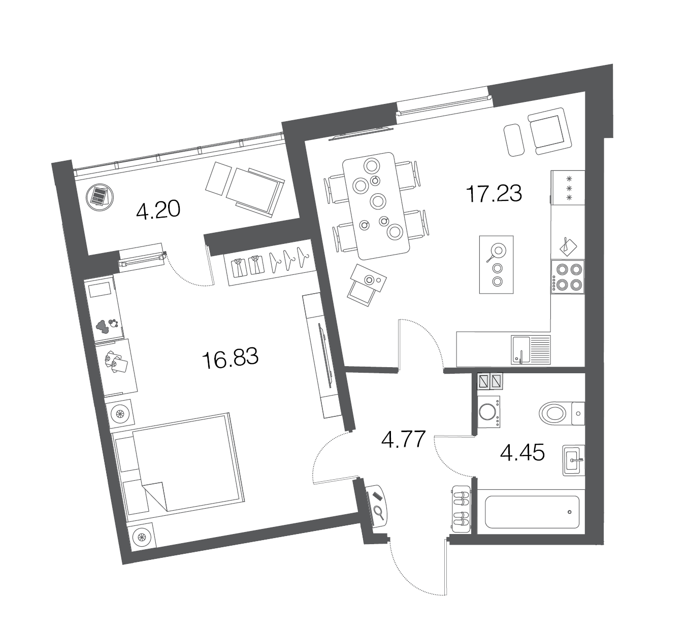 1-комнатная, 43 м² — ЖК ЖК ЭкоСити