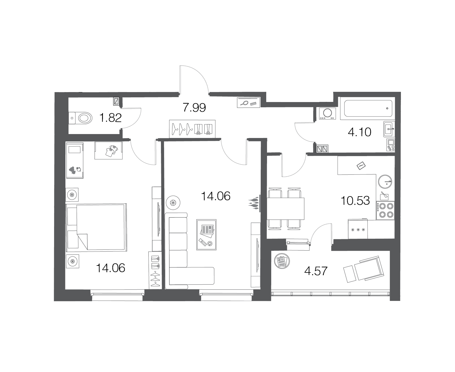 2-комнатная, 53 м² — ЖК ЖК ЭкоСити