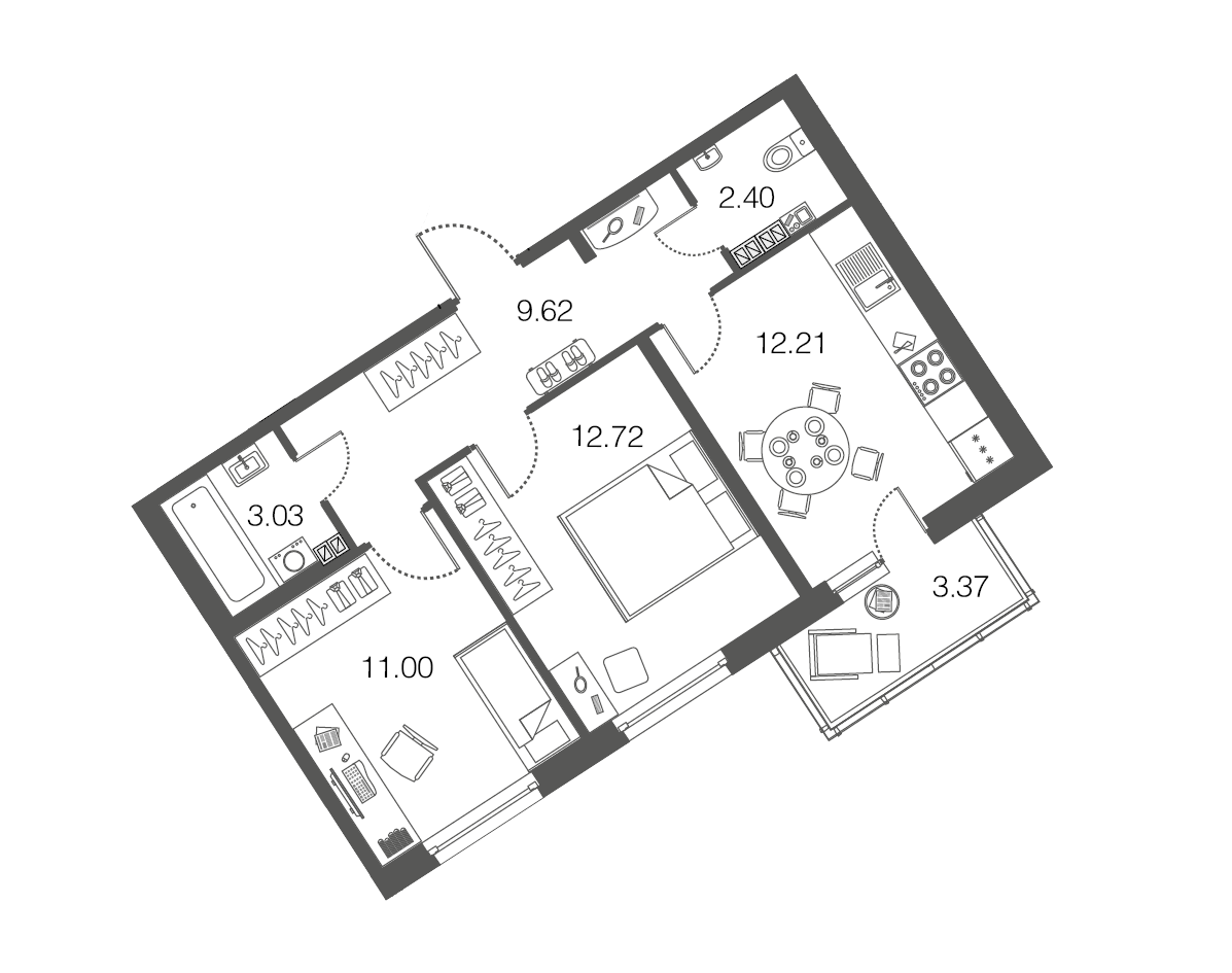2-комнатная, 51 м² — ЖК ЖК ЭкоСити