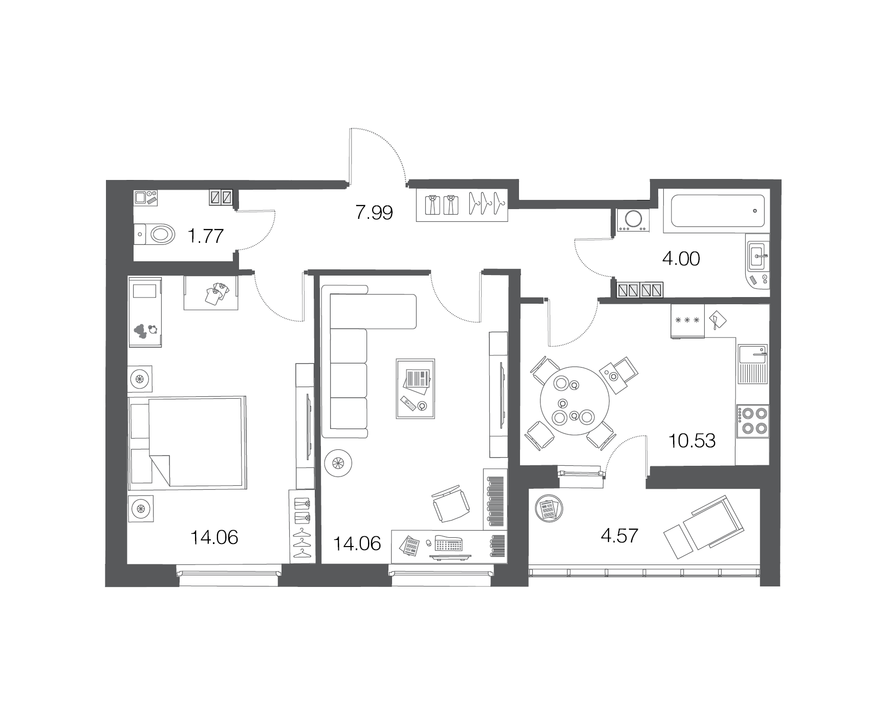 2-комнатная, 52 м² — ЖК ЖК ЭкоСити