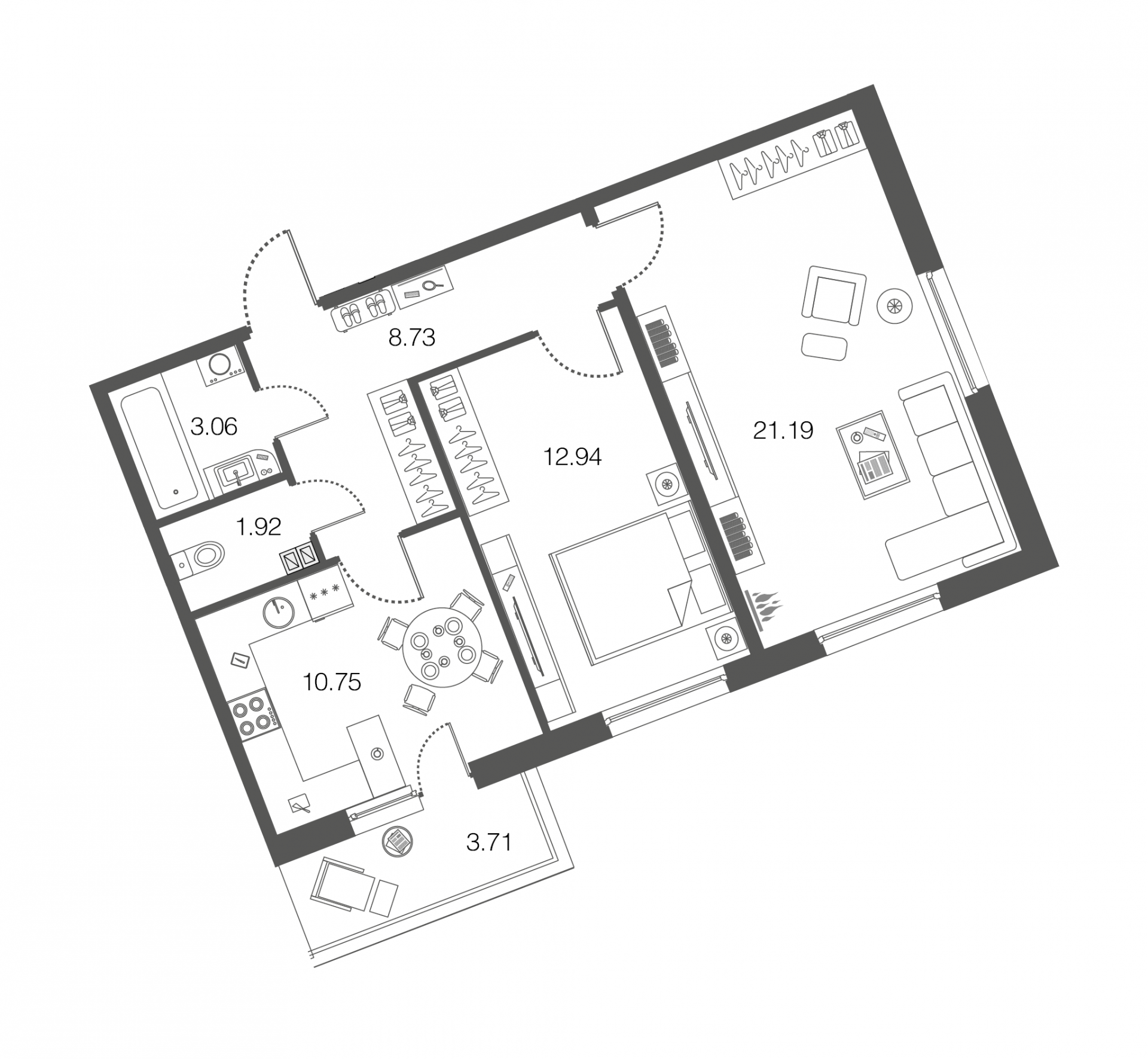 2-комнатная, 59 м² — ЖК ЖК ЭкоСити