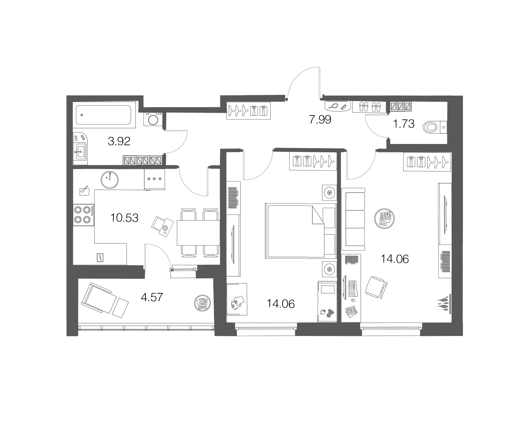 2-комнатная, 52 м² — ЖК ЖК ЭкоСити