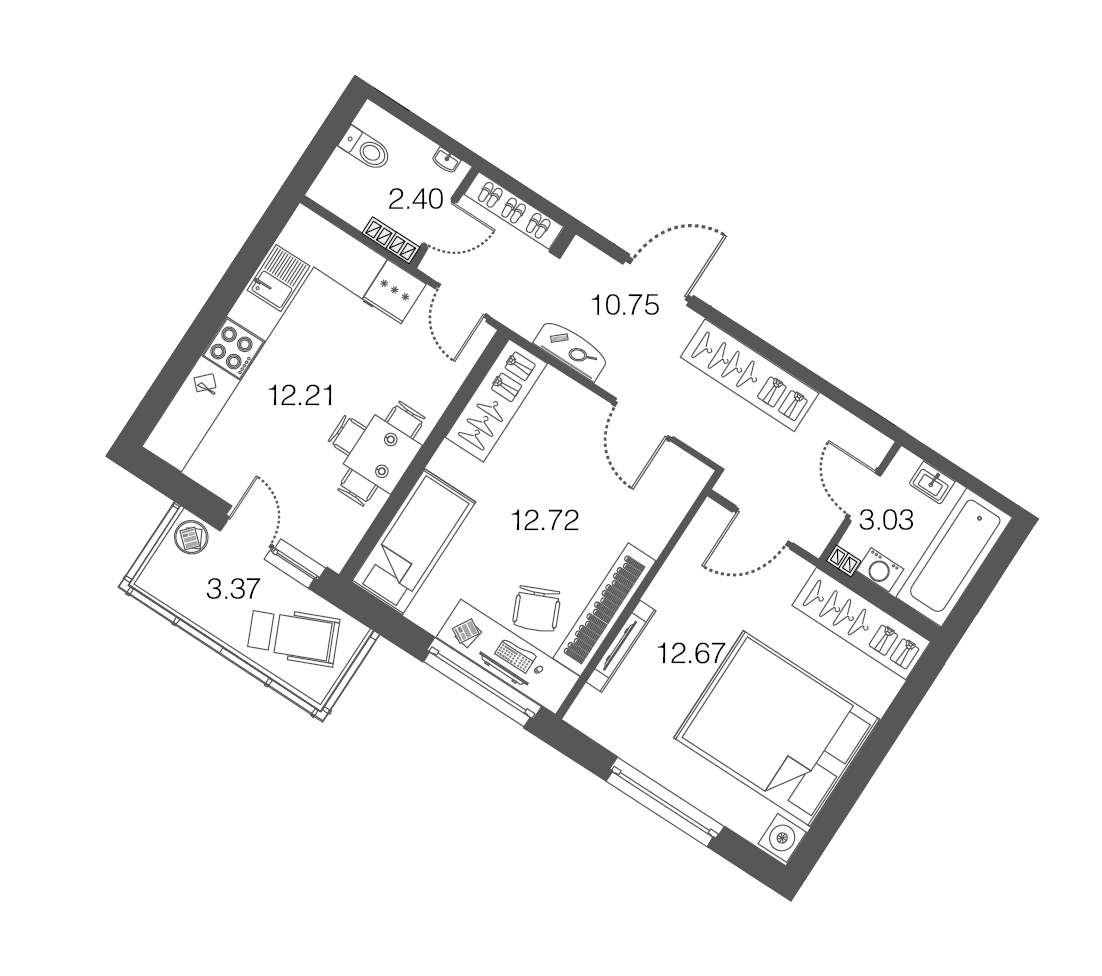 2-комнатная, 54 м² — ЖК ЖК ЭкоСити