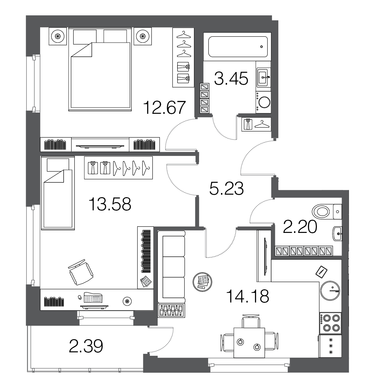 2-комнатная, 51 м² — ЖК ЖК ЭкоСити