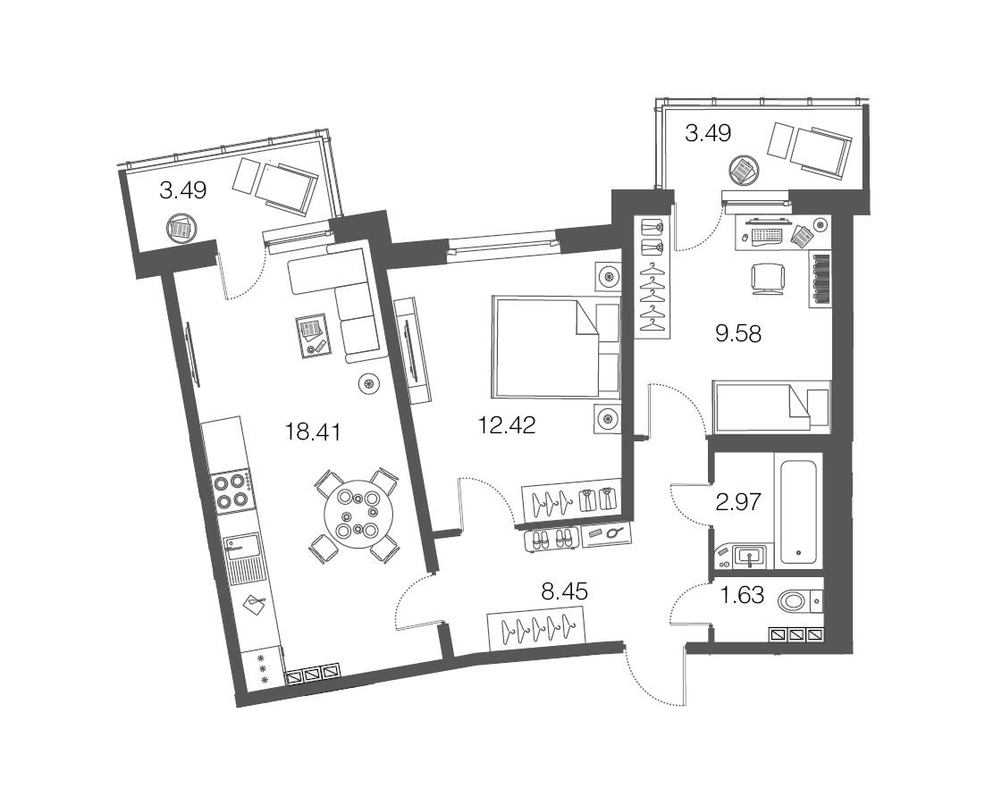 2-комнатная, 53 м² — ЖК ЖК ЭкоСити
