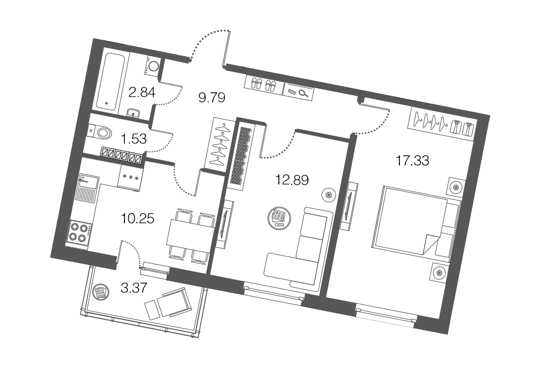 2-комнатная, 55 м² — ЖК ЖК ЭкоСити