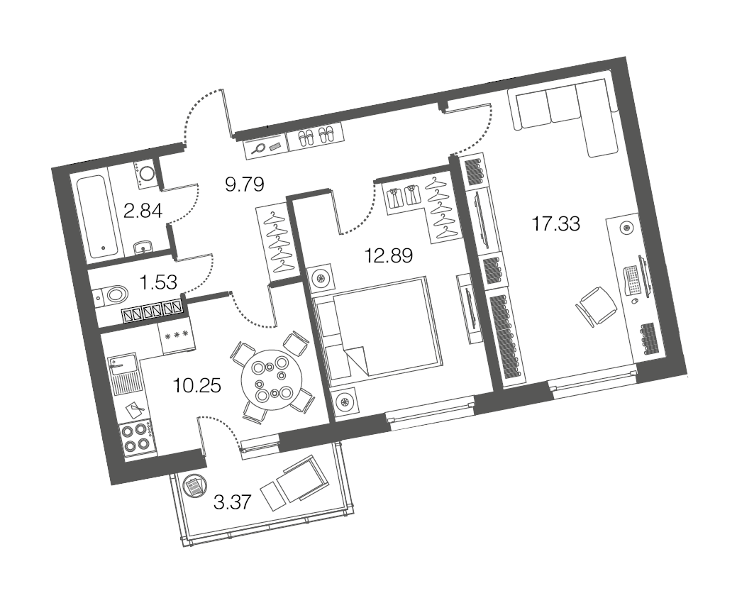 2-комнатная, 55 м² — ЖК ЖК ЭкоСити