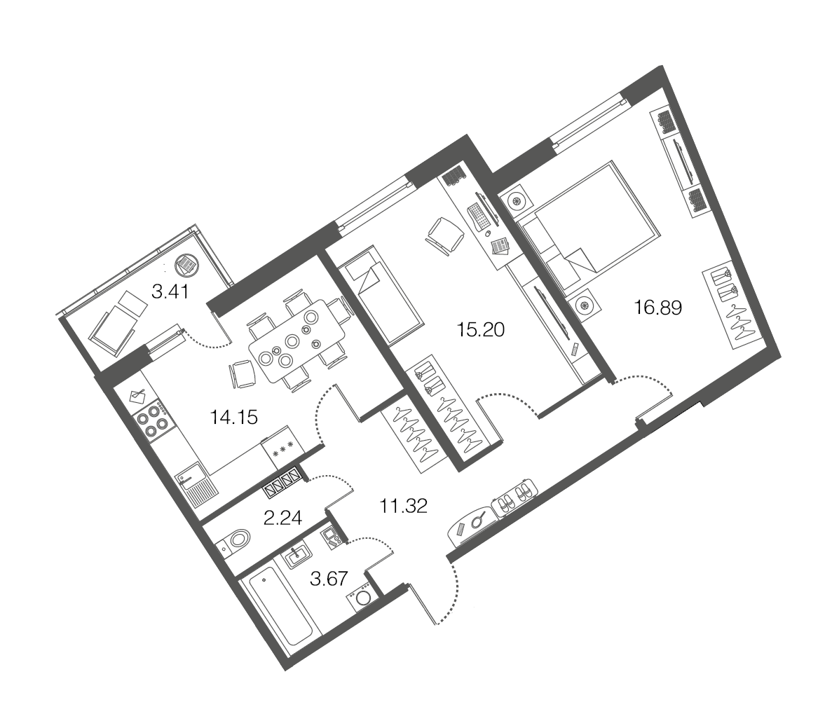 2-комнатная, 64 м² — ЖК ЖК ЭкоСити