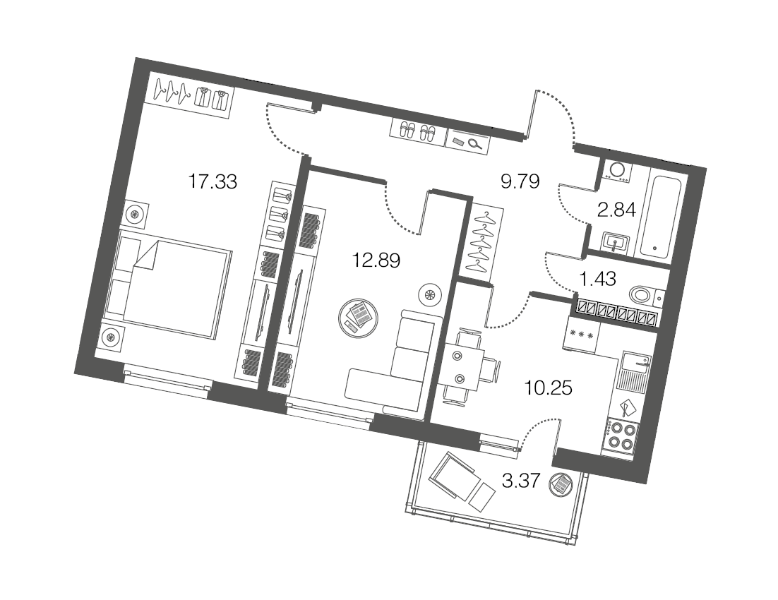 2-комнатная, 55 м² — ЖК ЖК ЭкоСити