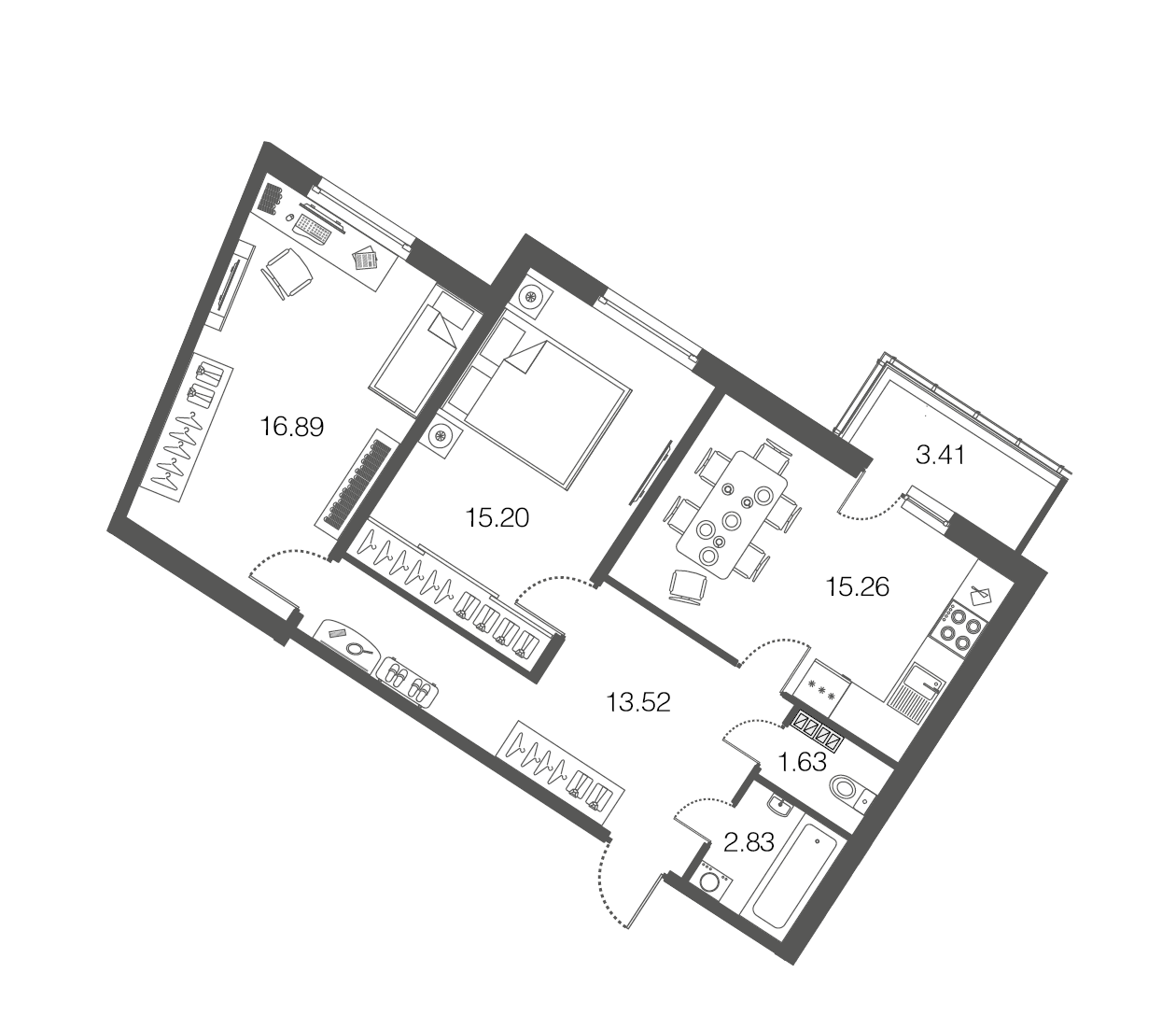 2-комнатная, 65 м² — ЖК ЖК ЭкоСити