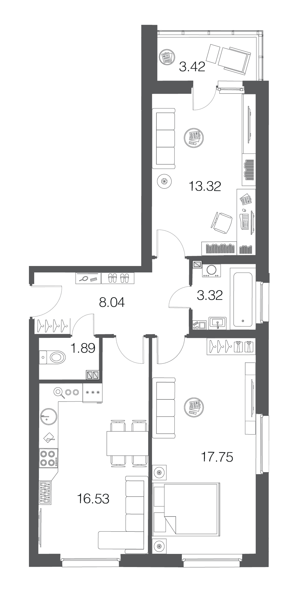 2-комнатная, 61 м² — ЖК ЖК ЭкоСити