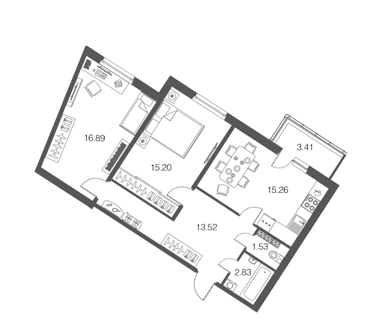 2-комнатная, 65 м² — ЖК ЖК ЭкоСити