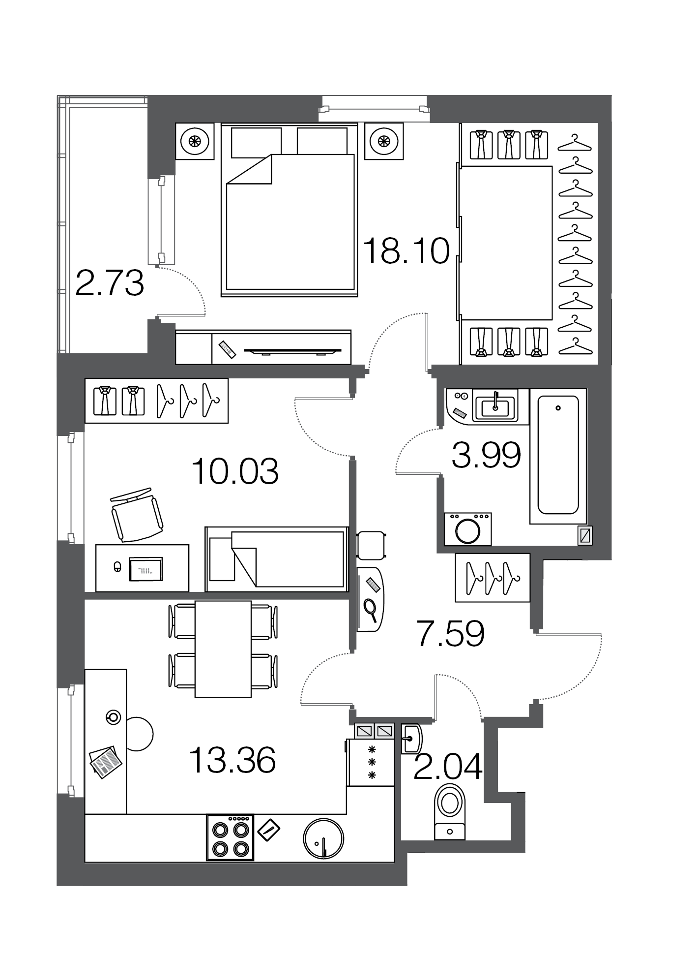 2-комнатная, 55 м² — ЖК ЖК ЭкоСити