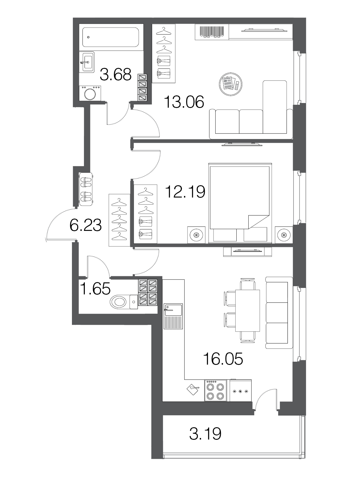 2-комнатная, 53 м² — ЖК ЖК ЭкоСити
