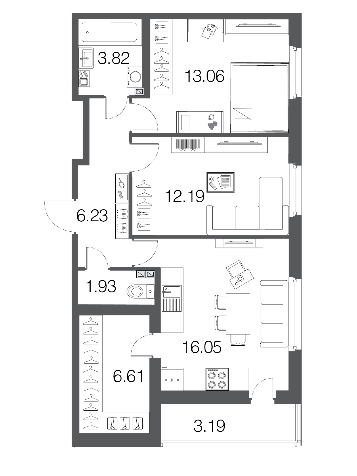 2-комнатная, 60 м² — ЖК ЖК ЭкоСити