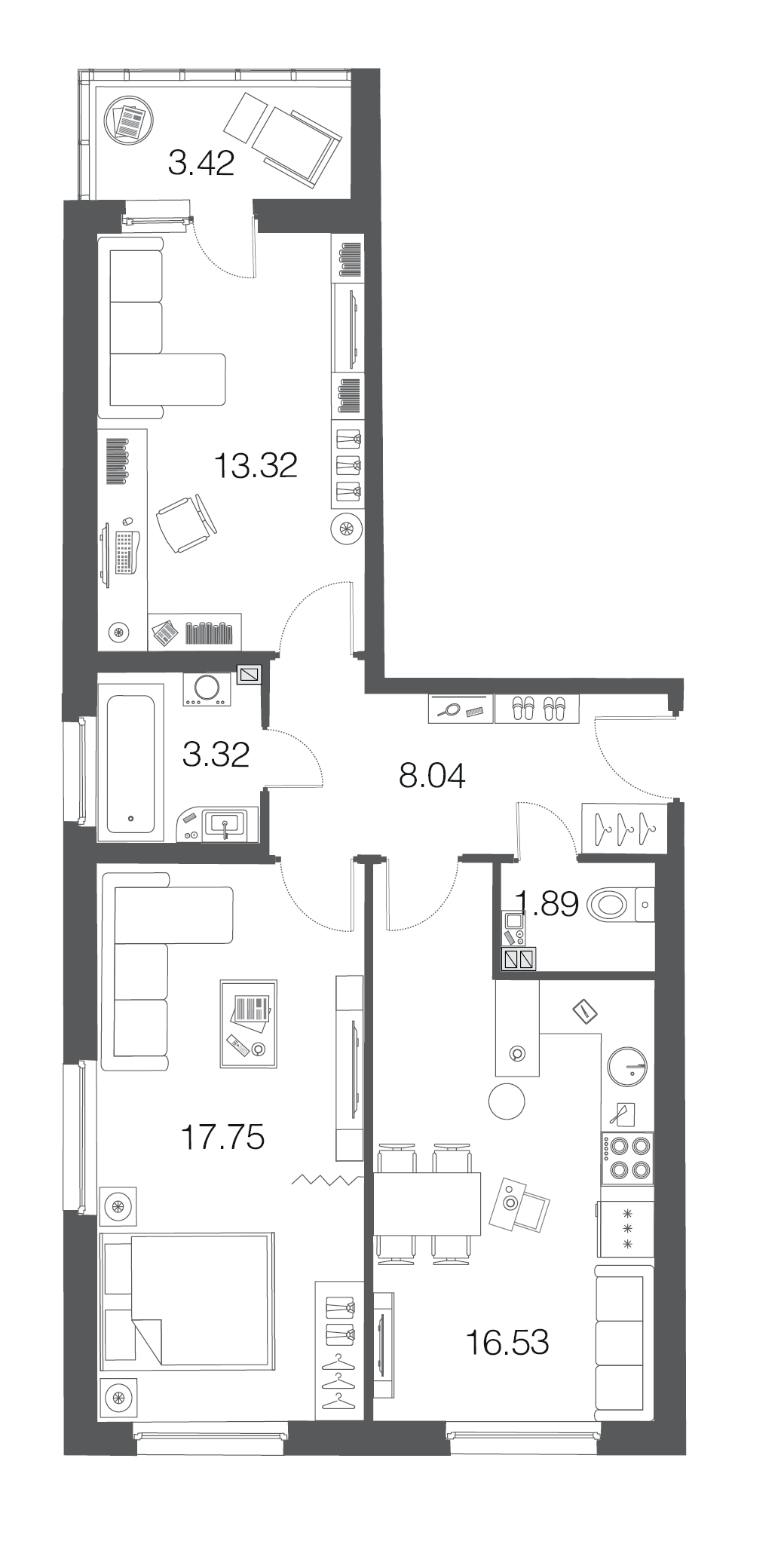 2-комнатная, 61 м² — ЖК ЖК ЭкоСити