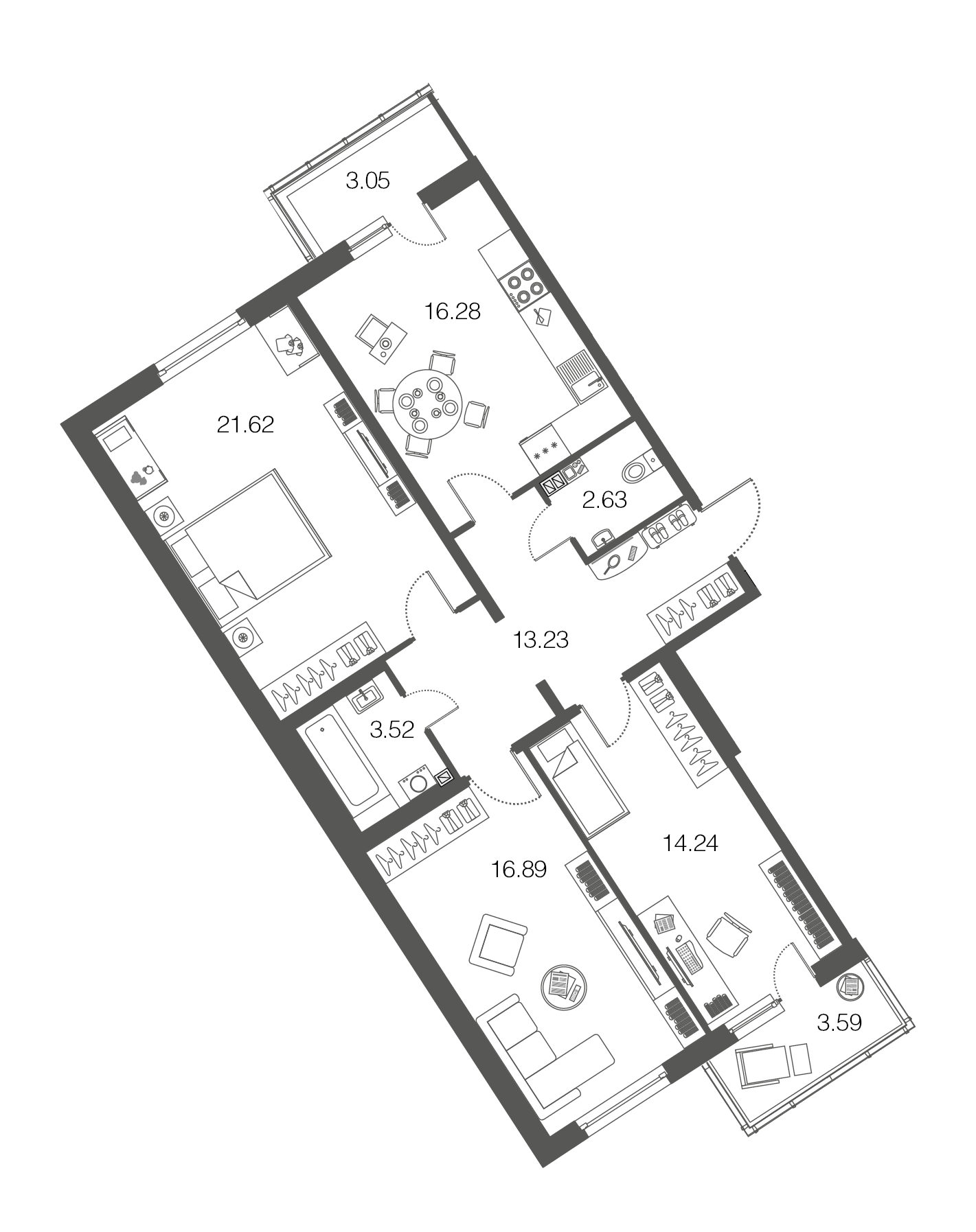 3-комнатная, 88 м² — ЖК ЖК ЭкоСити