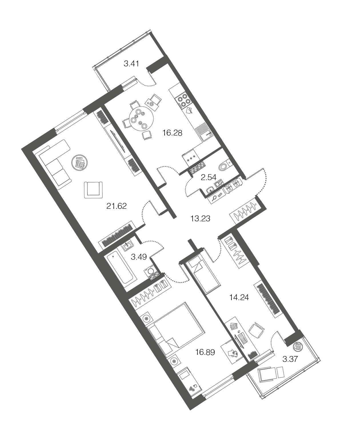 3-комнатная, 88 м² — ЖК ЖК ЭкоСити