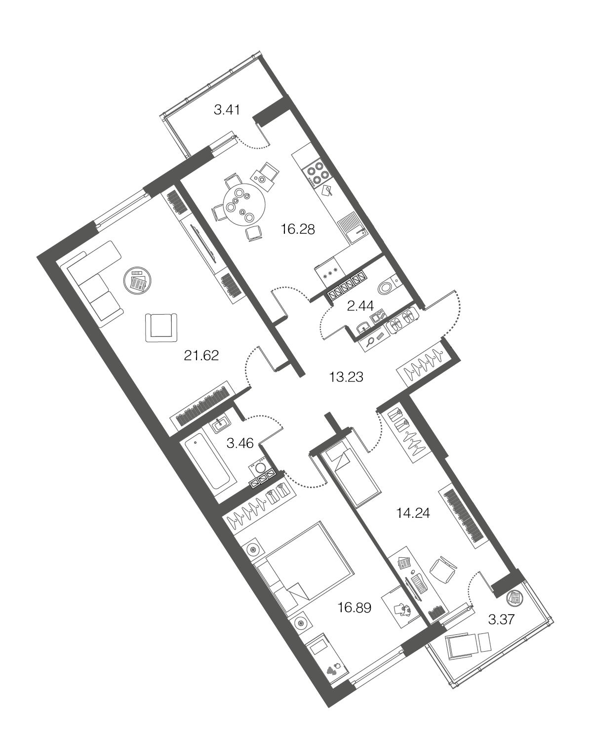 3-комнатная, 88 м² — ЖК ЖК ЭкоСити