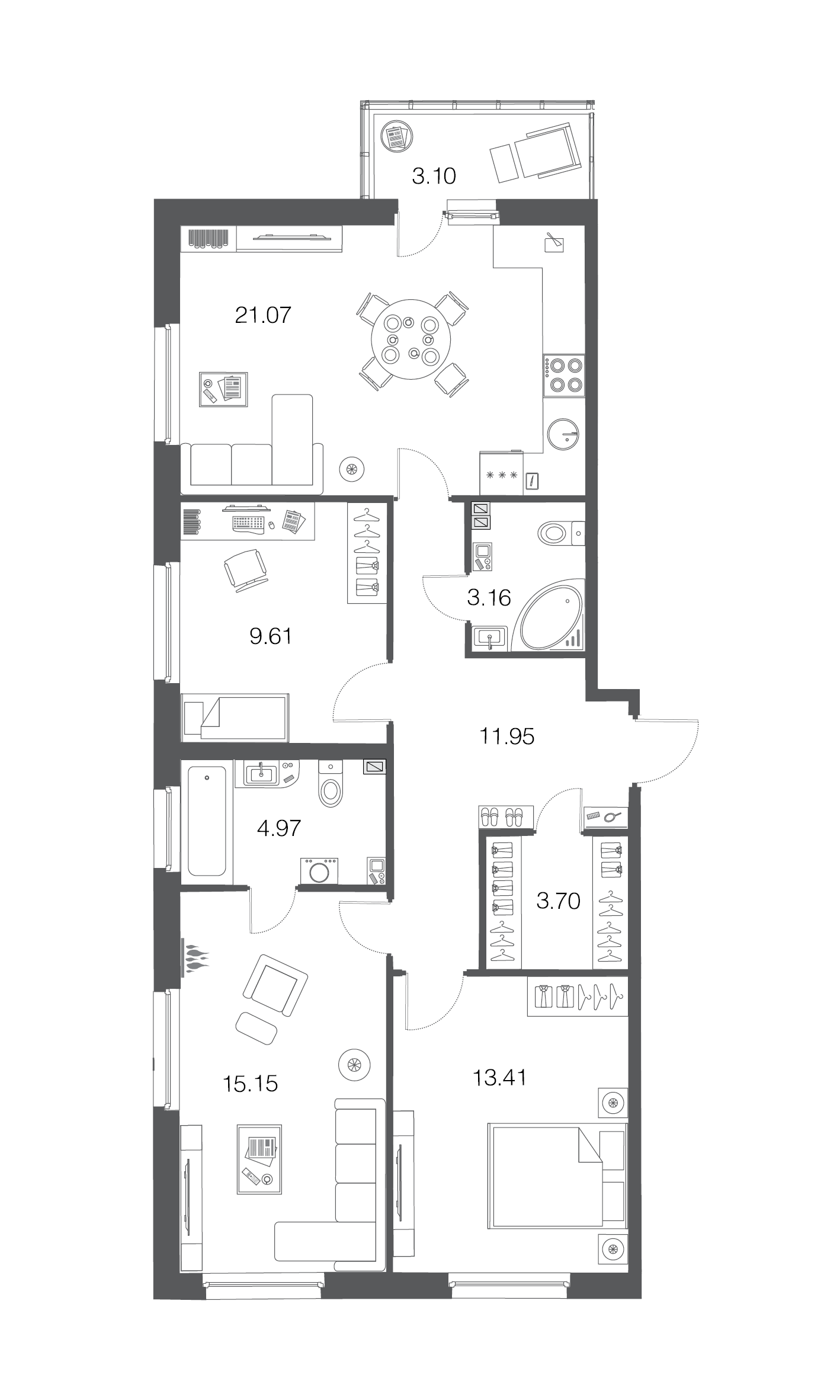 3-комнатная, 83 м² — ЖК ЖК ЭкоСити