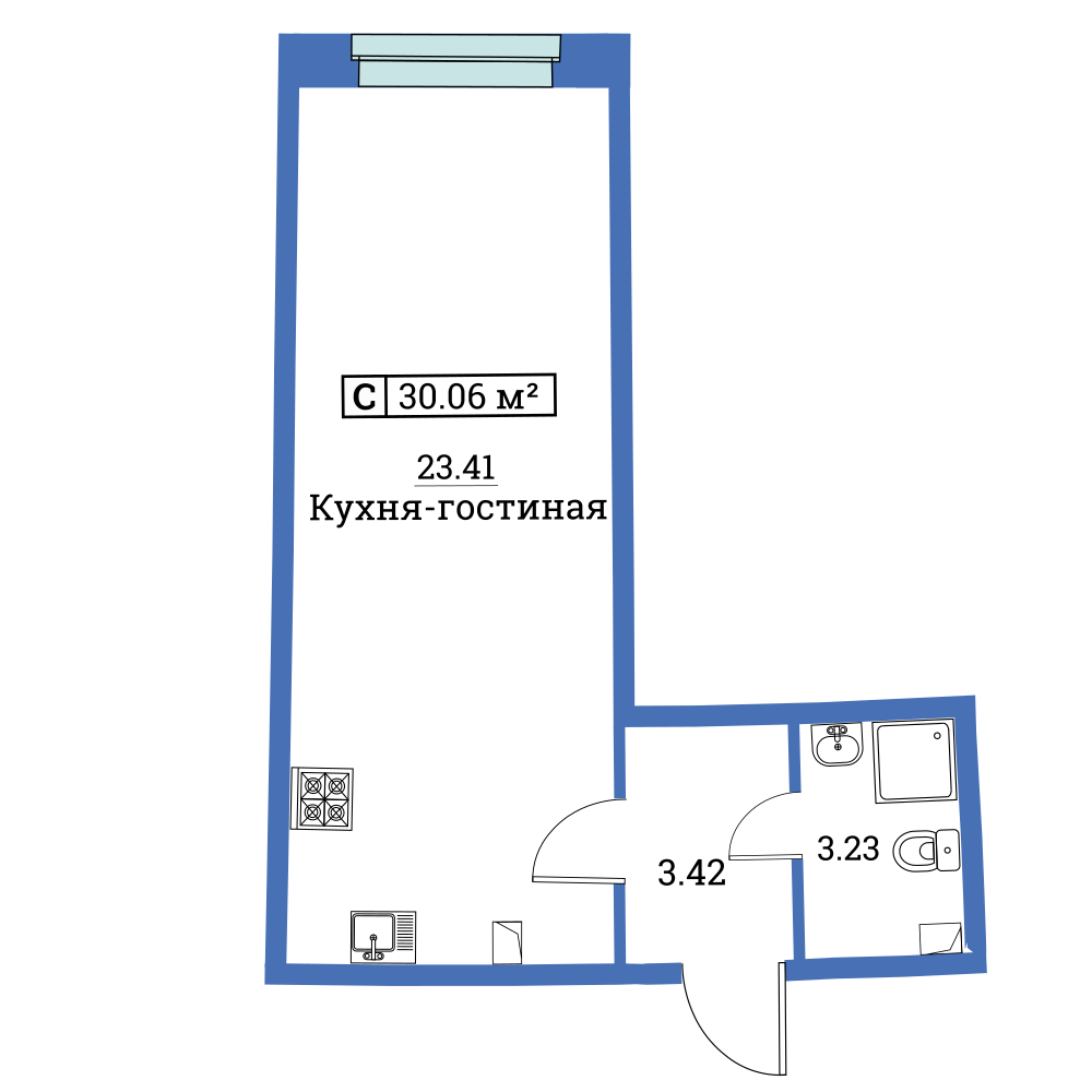 Студия, 30 м² — ЖК ЖК «Авиатор (Aviator)»
