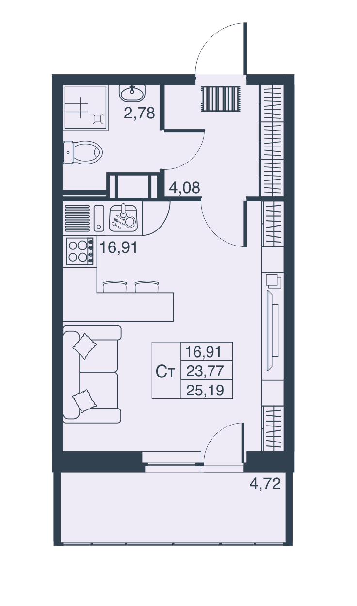 Студия, 24 м² — ЖК ЖК Мурино Парк