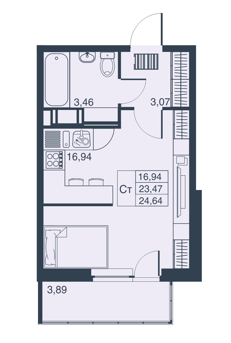 Студия, 23 м² — ЖК ЖК Мурино Парк