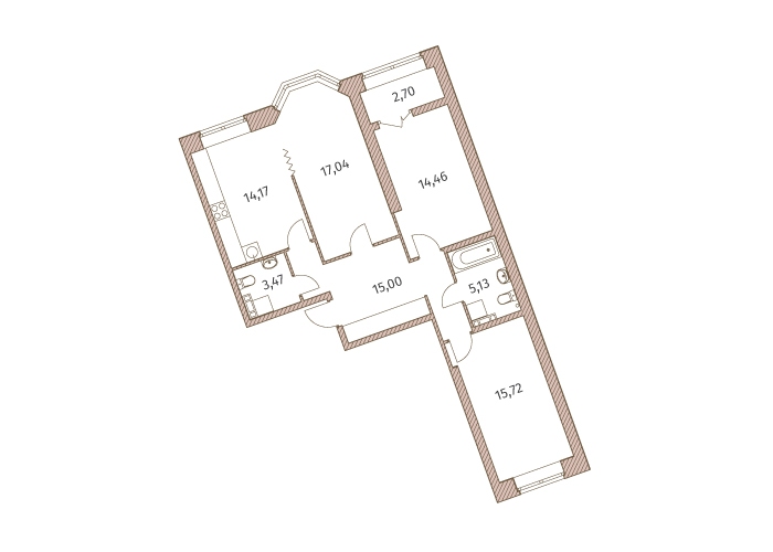 3-комнатная, 86 м² — ЖК ЖК Новое Купчино