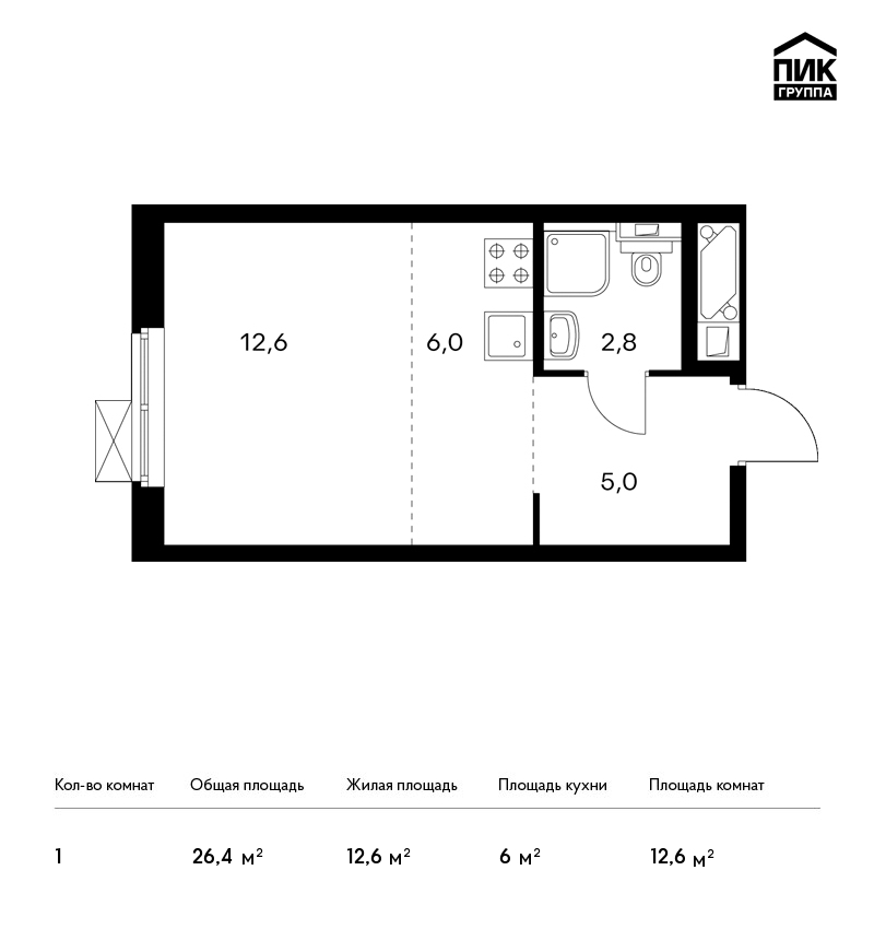 Студия, 26 м² — ЖК ЖК Орловский парк