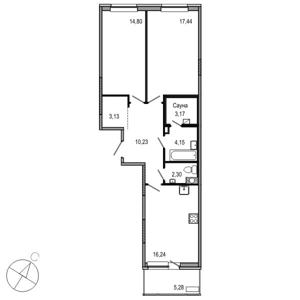 2-комнатная, 71 м² — ЖК ЖК ТАРМО