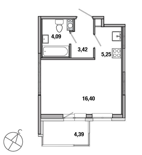 1-комнатная, 29 м² — ЖК ЖК ТАРМО
