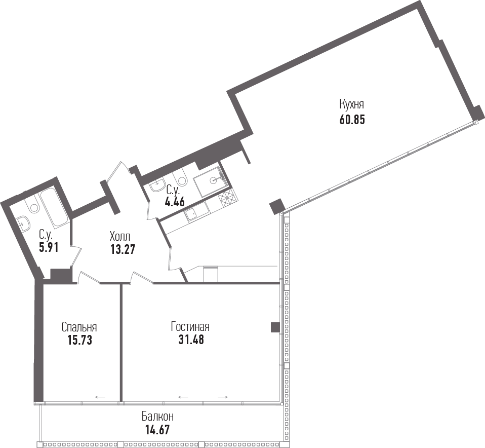 2-комнатная, 136 м² — ЖК ЖК "Esper Club"