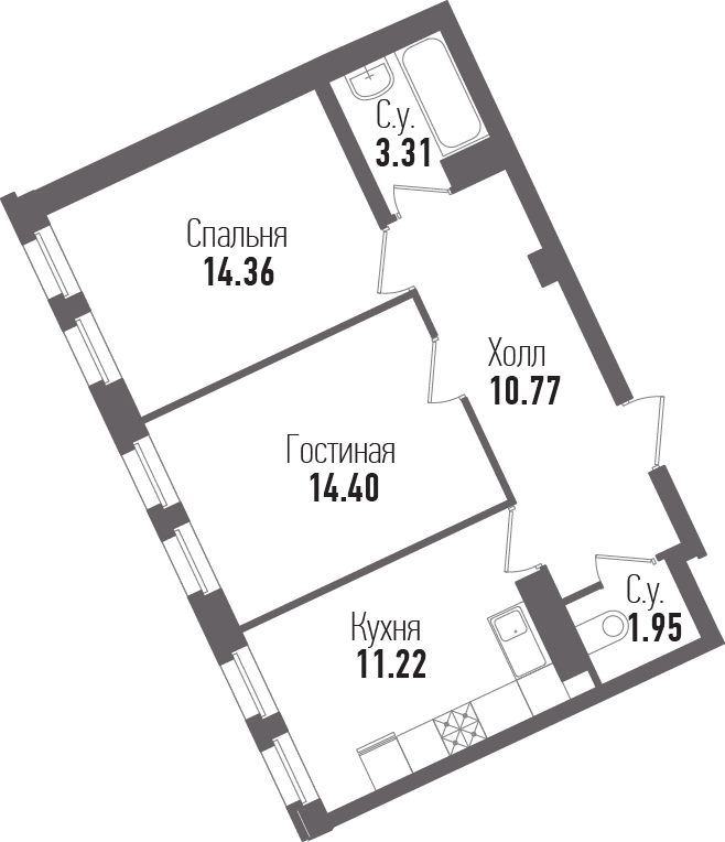 2-комнатная, 56 м² — ЖК ЖК "Esper Club"