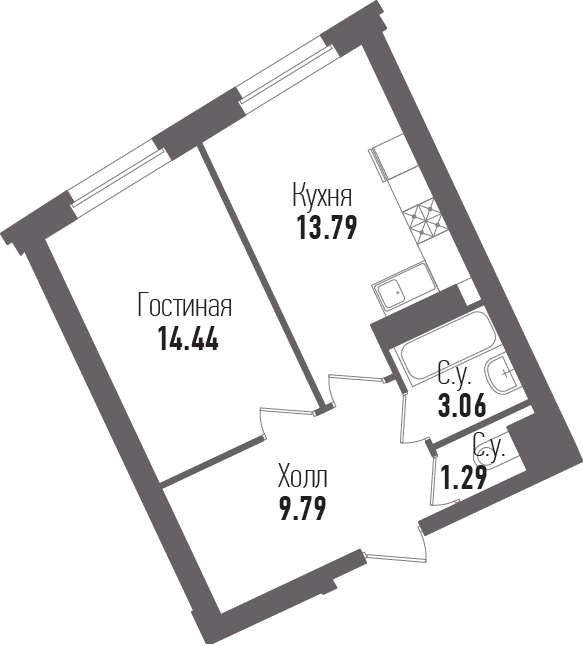 1-комнатная, 42 м² — ЖК ЖК "Esper Club"