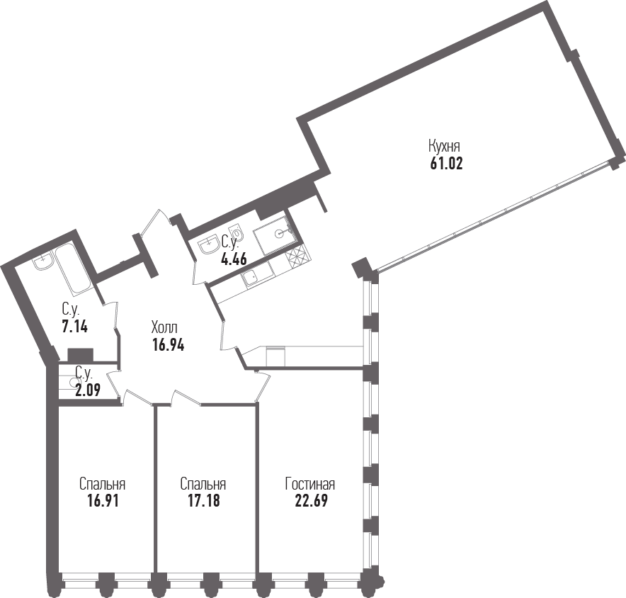 3-комнатная, 148 м² — ЖК ЖК "Esper Club"