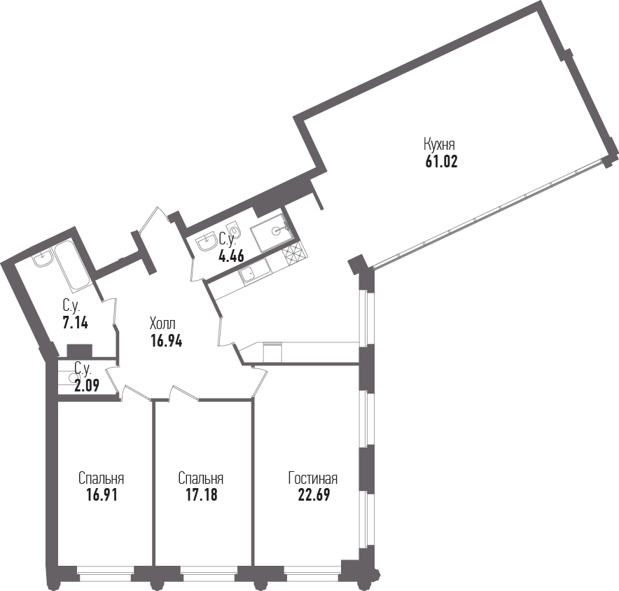 3-комнатная, 148 м² — ЖК ЖК "Esper Club"