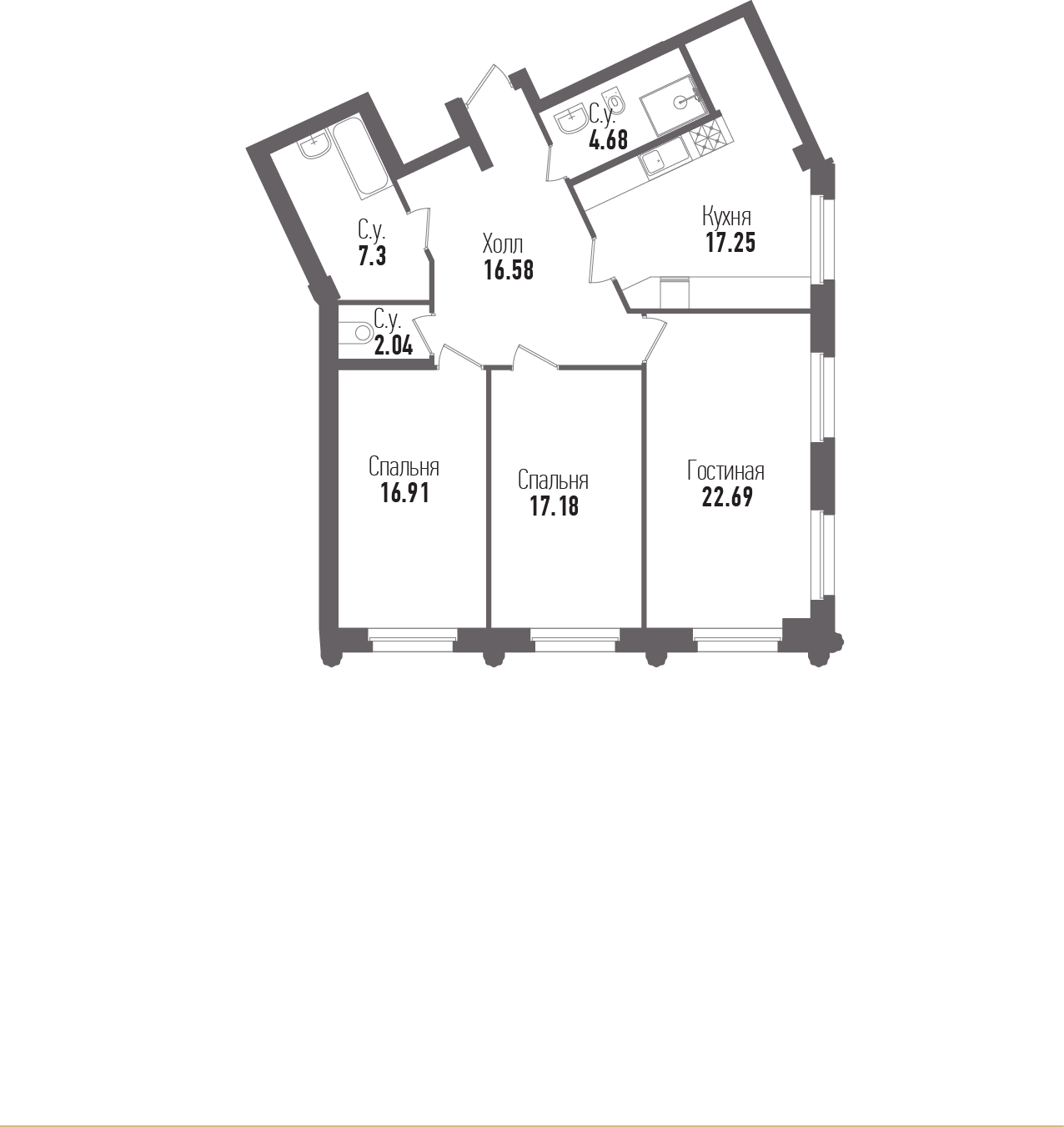 3-комнатная, 105 м² — ЖК ЖК "Esper Club"