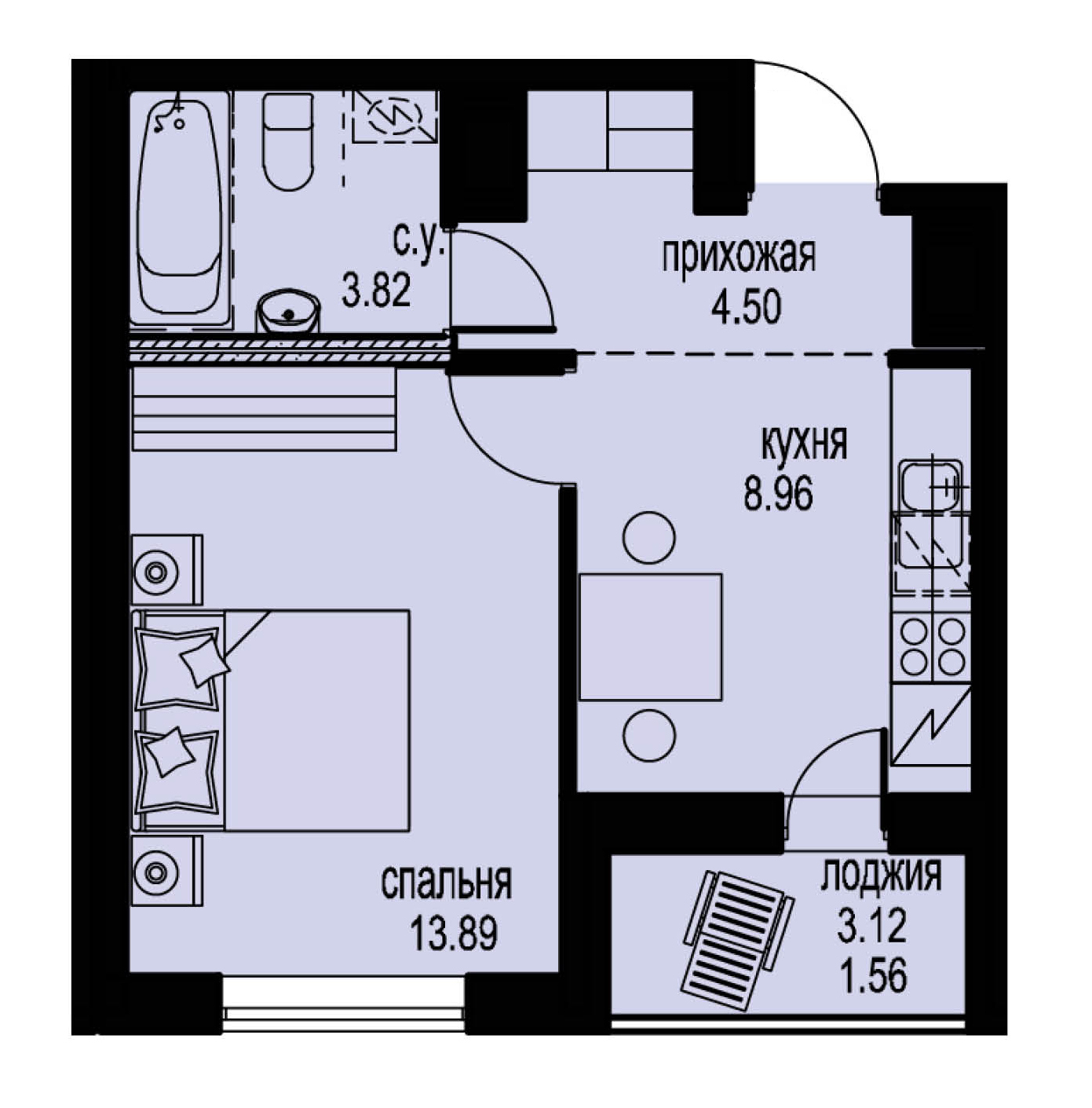 1-комнатная, 33 м² — ЖК ЖК ID Мурино (Айди Мурино)