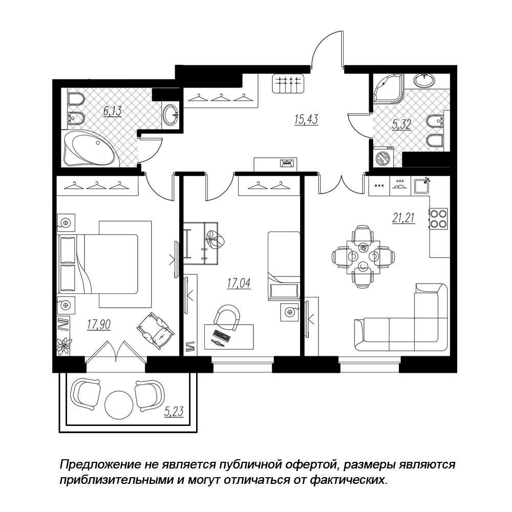 2-комнатная, 85 м² — ЖК ЖК Петровская доминанта