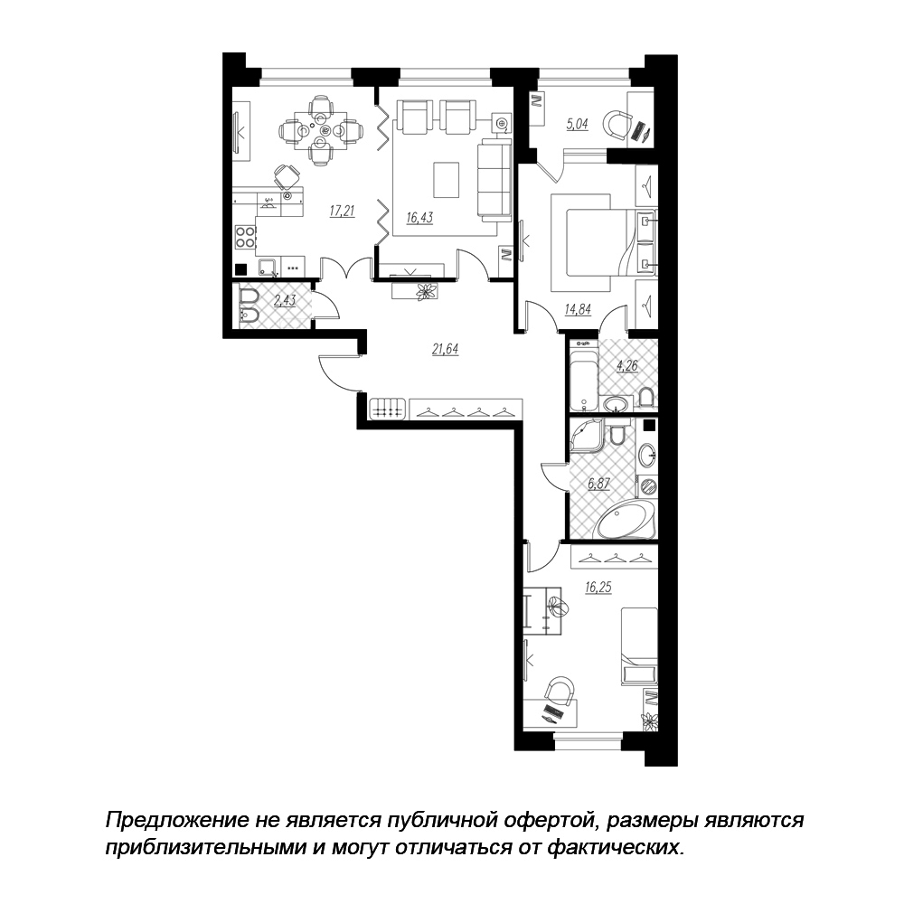 3-комнатная, 101 м² — ЖК ЖК Петровская доминанта