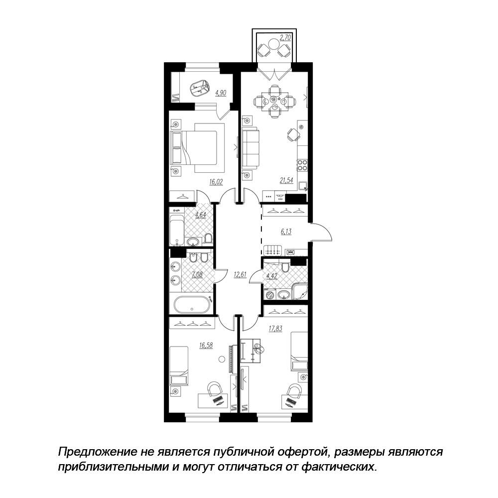 3-комнатная, 110 м² — ЖК ЖК Петровская доминанта