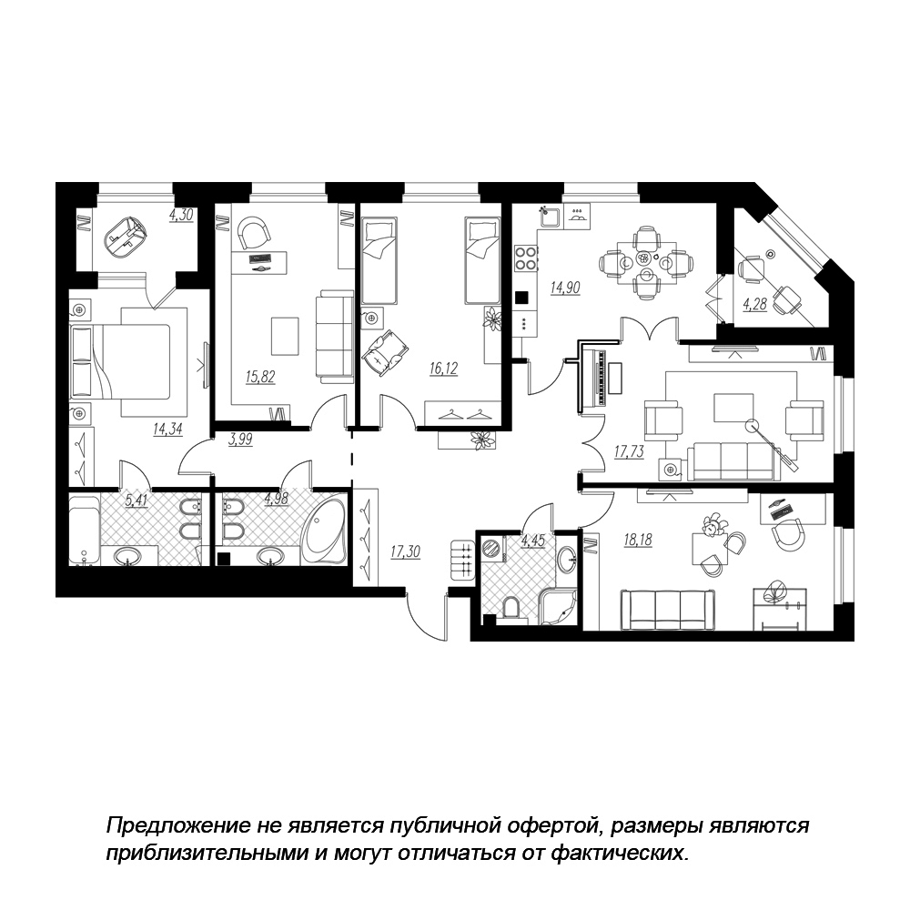 5-комнатная, 138 м² — ЖК ЖК Петровская доминанта
