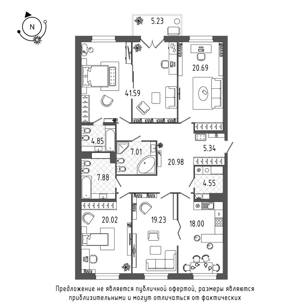 4-комнатная, 172 м² — ЖК ЖК Петровская доминанта