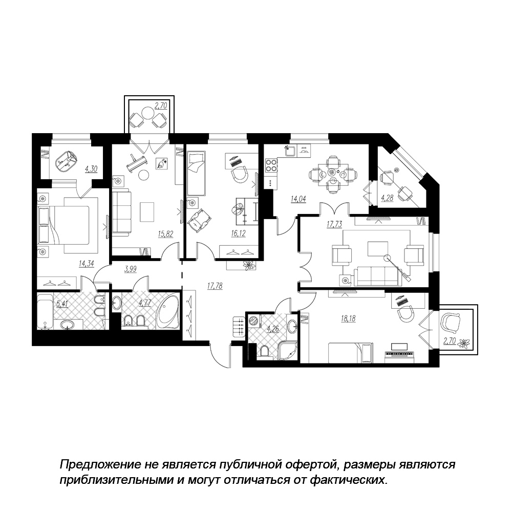 5-комнатная, 138 м² — ЖК ЖК Петровская доминанта