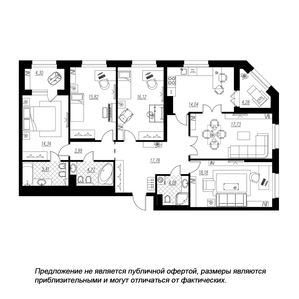 5-комнатная, 137 м² — ЖК ЖК Петровская доминанта