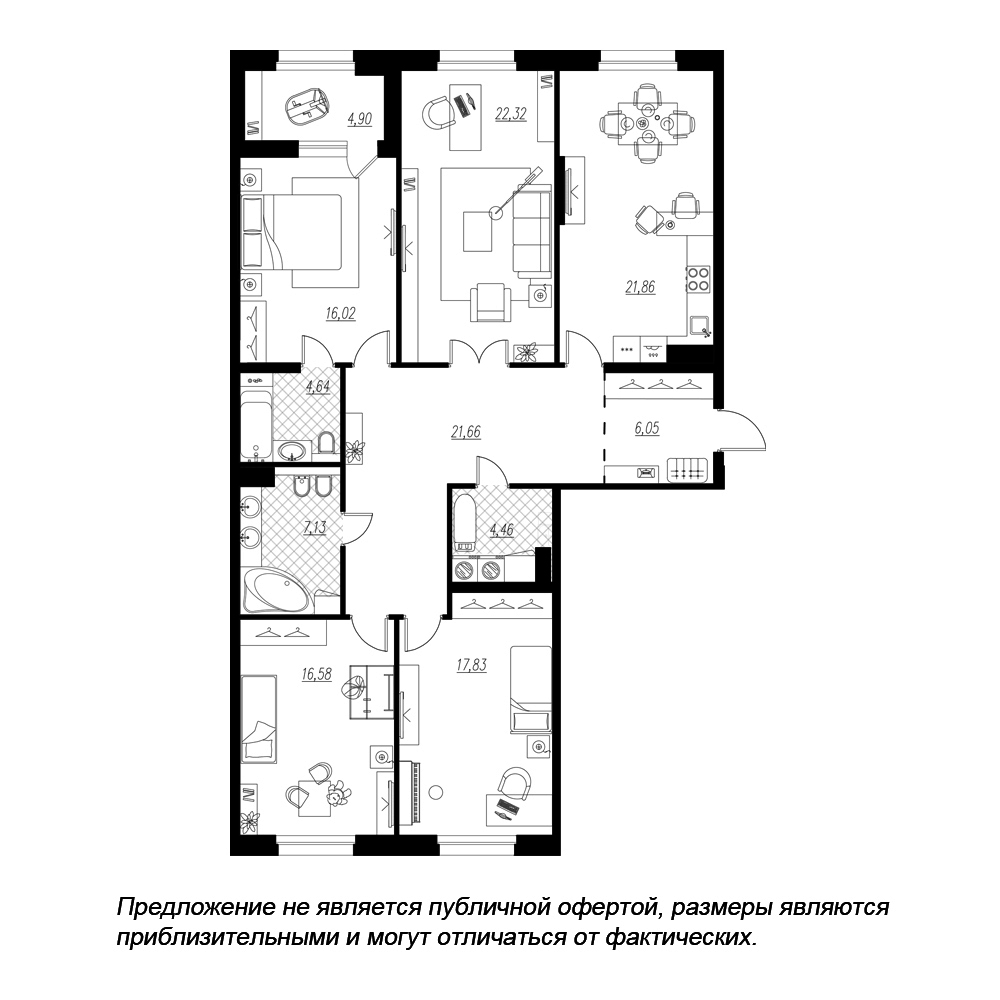 4-комнатная, 141 м² — ЖК ЖК Петровская доминанта
