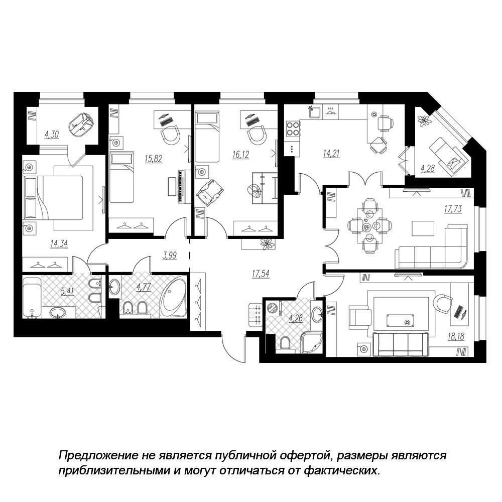5-комнатная, 137 м² — ЖК ЖК Петровская доминанта