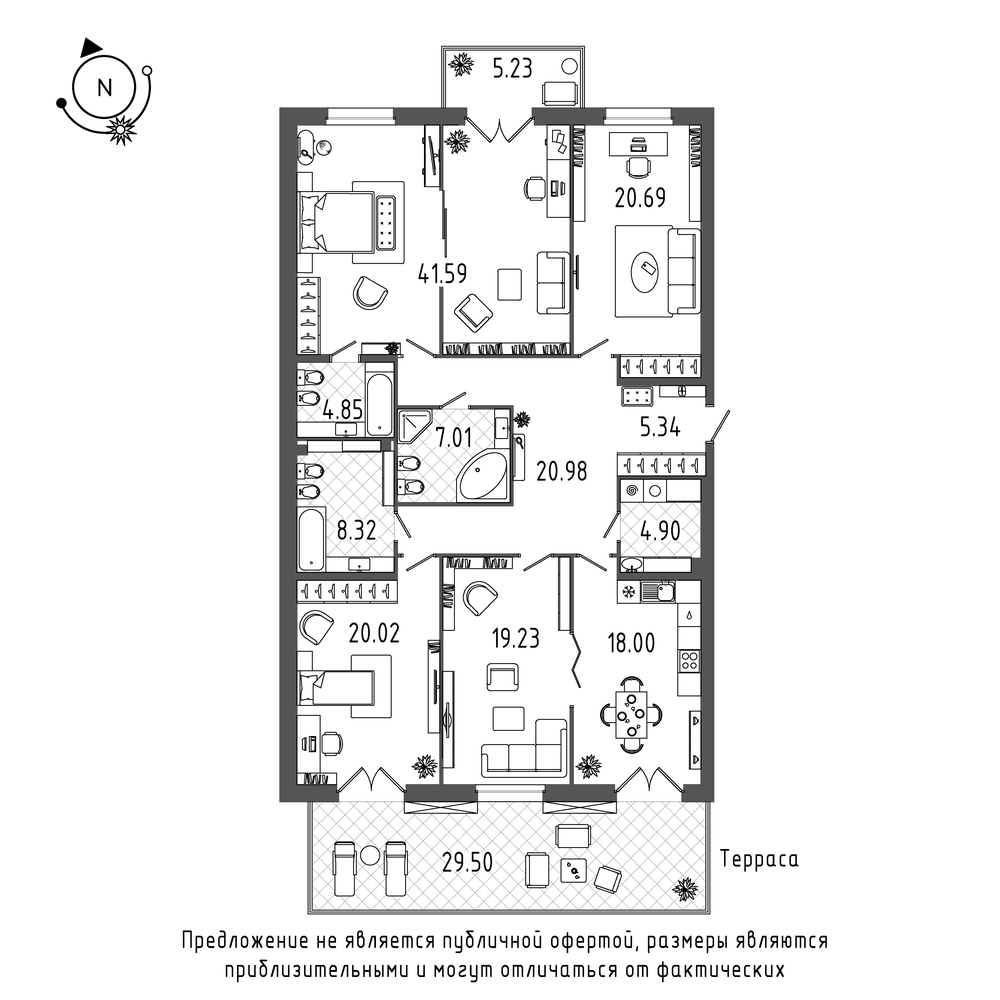 4-комнатная, 181 м² — ЖК ЖК Петровская доминанта
