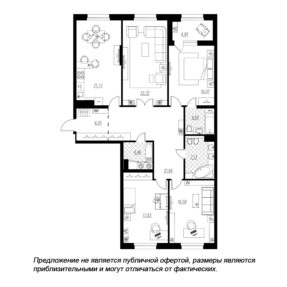 4-комнатная, 141 м² — ЖК ЖК Петровская доминанта