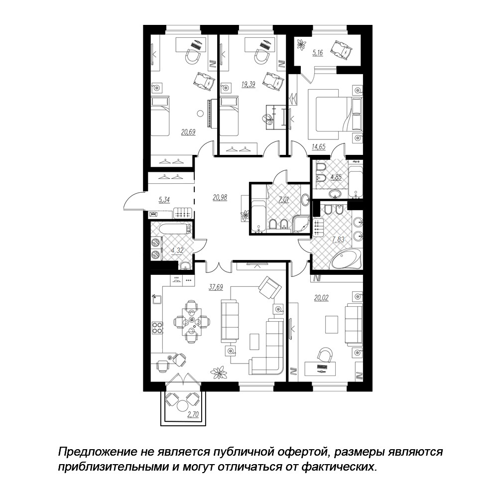 4-комнатная, 166 м² — ЖК ЖК Петровская доминанта